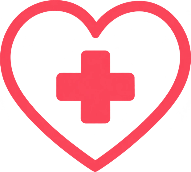 Corazón con una cruz médica — atención veterinaria de emergencia